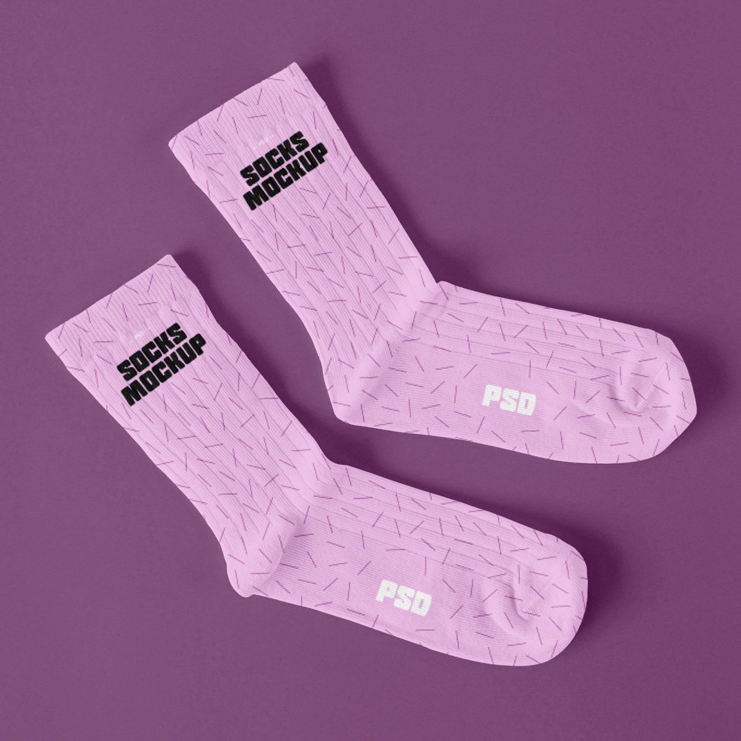 Free Laying Pair of Socks Mockup