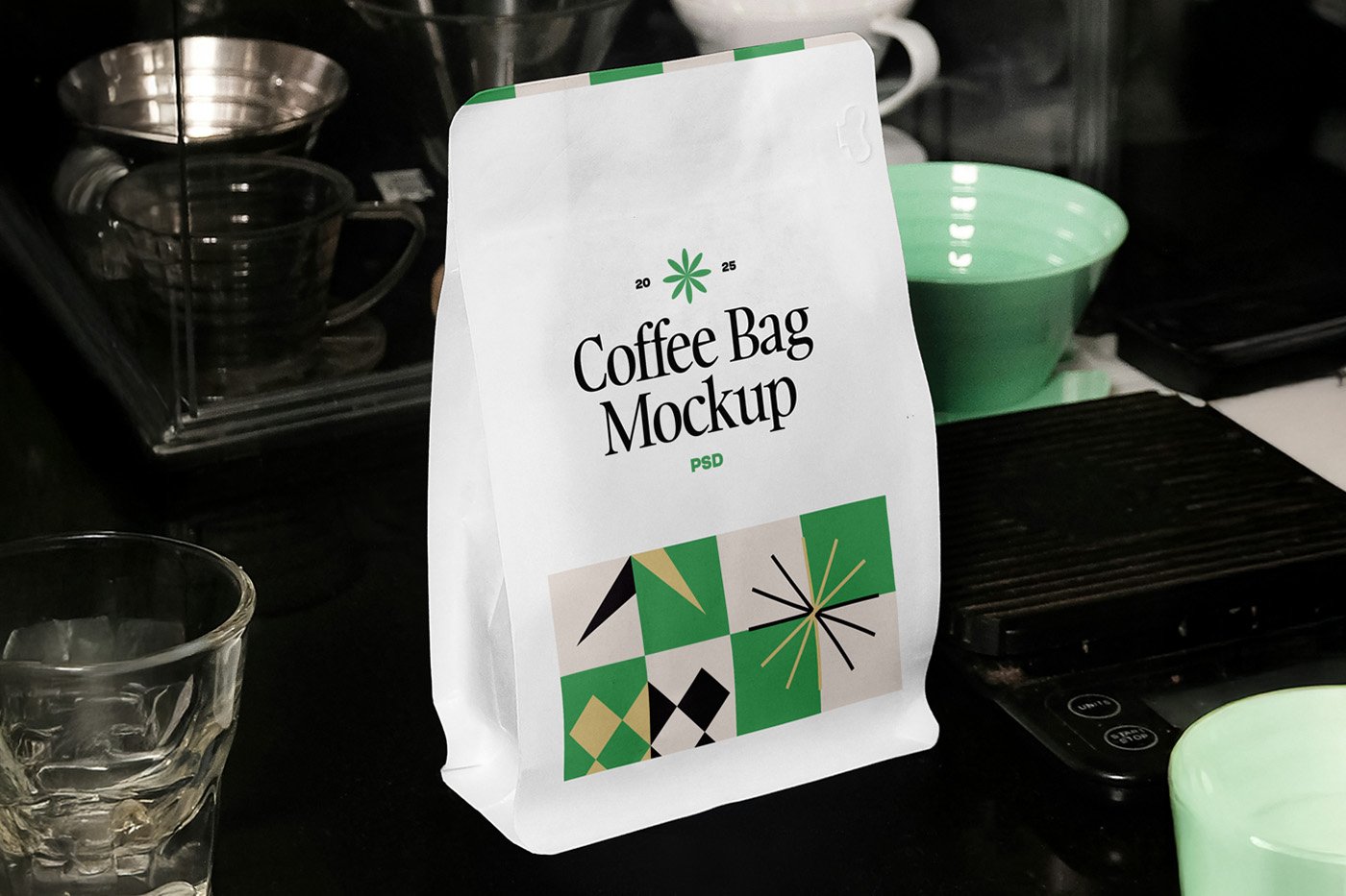 Free Standing Coffee Bag PSD Mockup