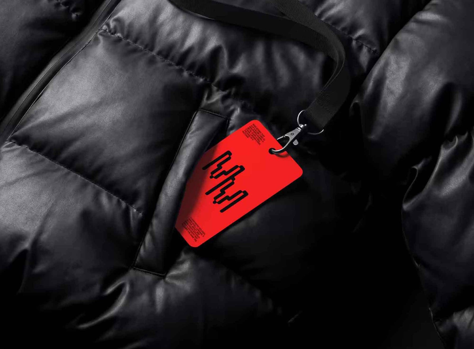 Pass Card Mockup on Puffer Jacket